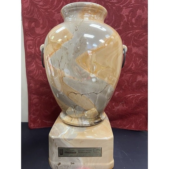 Jim Beam Executive Vase Decanter 12" Vintage 1986 Marble Pattern 2 Piece (798)‎ - Picture 7 of 8